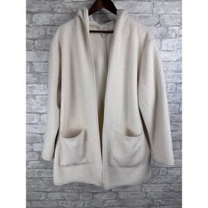 Joie Women's Borg Teddy Sherpa Hooded Open‎ Jacket Ivory Size 1X